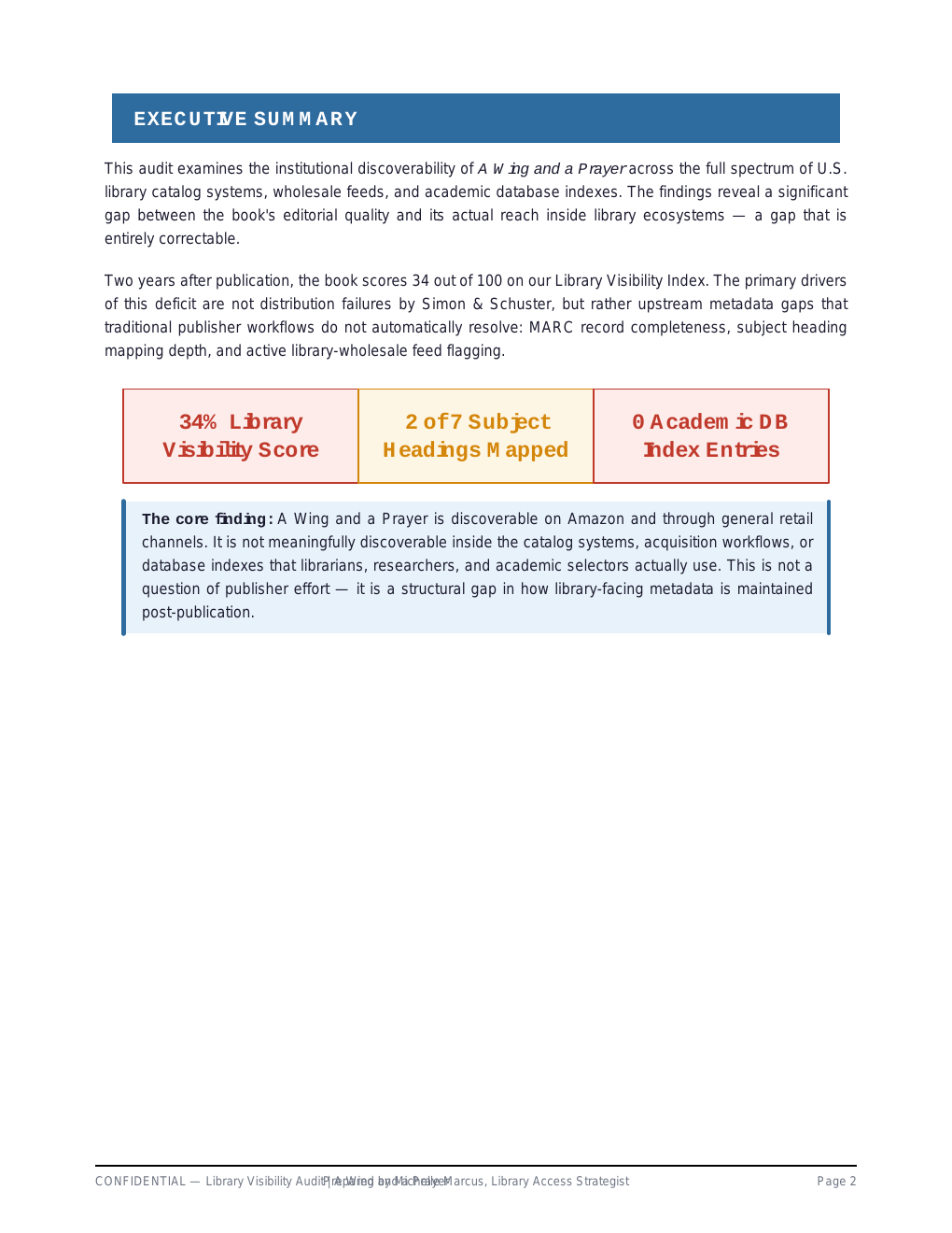 Wing and a Prayer. Audit page 2