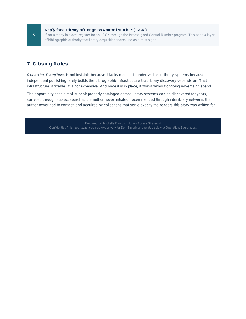 Operation Everglades. Audit page 4
