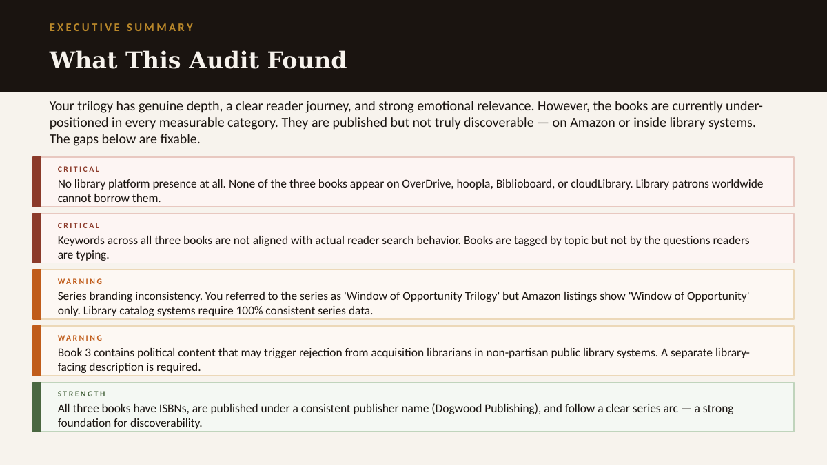 Discoverability Audit. N.E. Kurz. Audit page 4